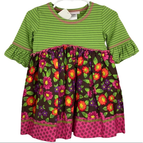 NWT! Bonnie Baby Floral Dress W/ Ruffle Sleeves - Picture 1 of 4